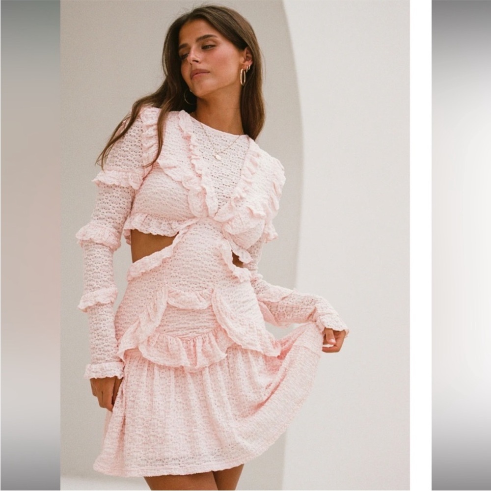 Sabo Skirt Dara Frill Dress Pink Long Sleeve Women’s Size 6